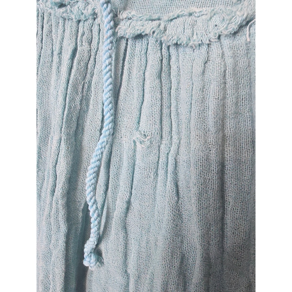 Jens Pirate Booty Turquoise Blue Gauze Bell Sleeve Tunic Top Womens Size Medium - Picture 7 of 7